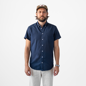 Men's Deep Indigo Short Sleeve Service Oxford - Stock Mfg. Co.