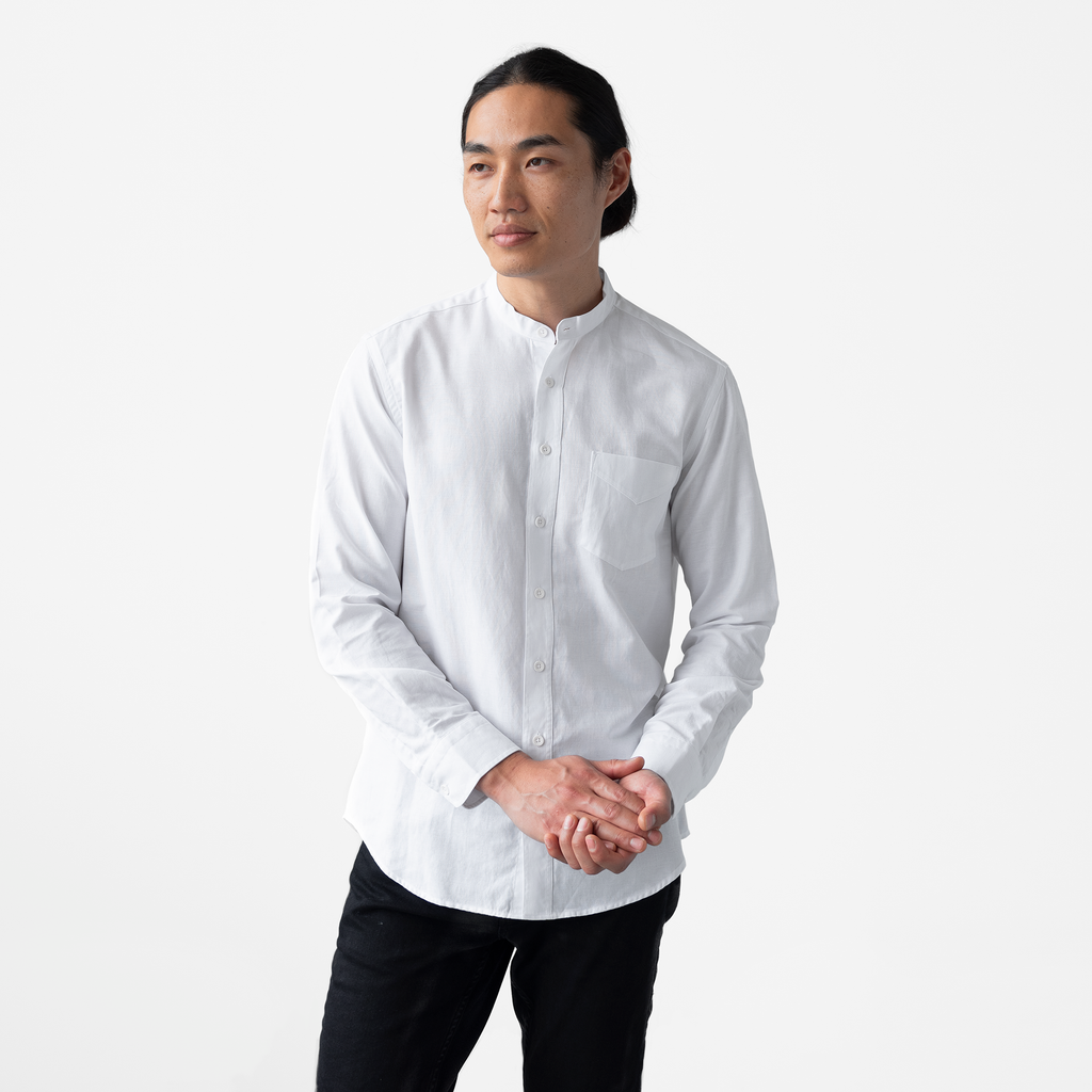Men's Banded Collar Service Oxford | Stock Mfg.