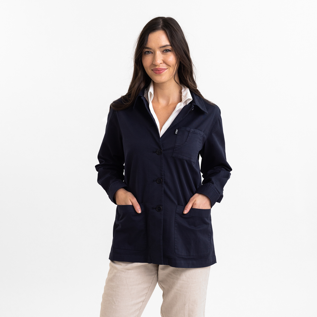 Women's Navy Stretch Chore Coat - Versatile and Hardworking