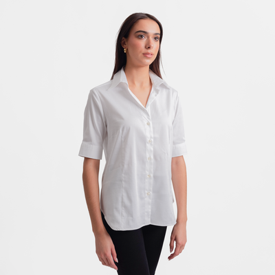 Women's White Half-Sleeve Blouse