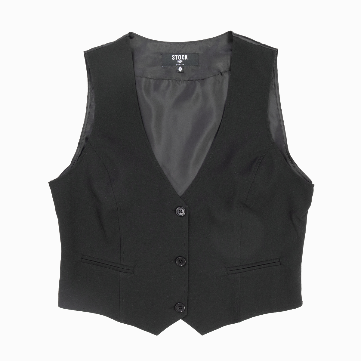 Women's Single Breasted Black Vest