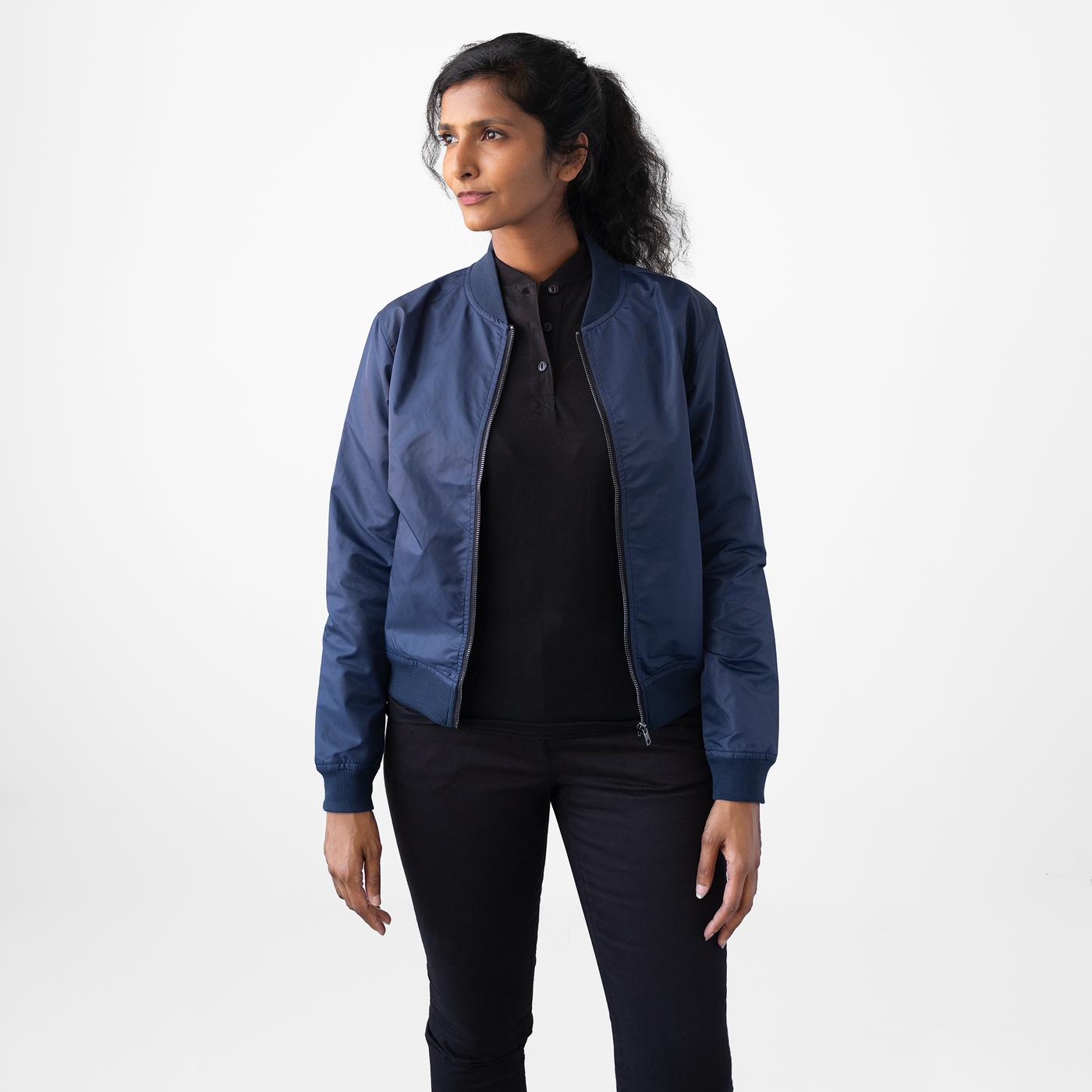 Women's Navy Bomber Jacket - A Classic Layering Piece