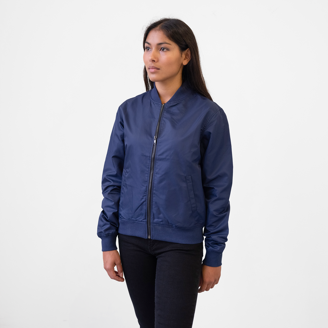 Women's Navy Bomber Jacket - A Classic Layering Piece | Stock Mfg.