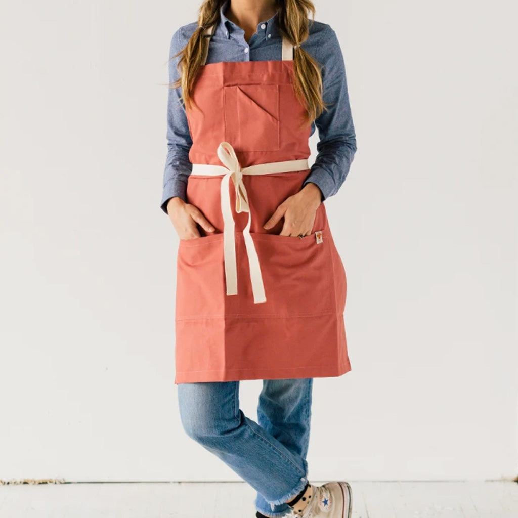 Dusty Red Canvas Stock Apron
